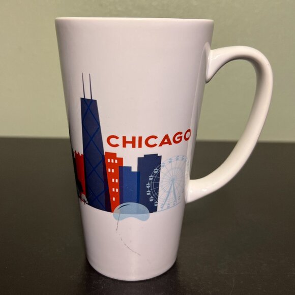CHICAGO Attractions Skyline Souvenir Tall Ceramic Cup Mug ~ Illinois - Picture 2 of 6